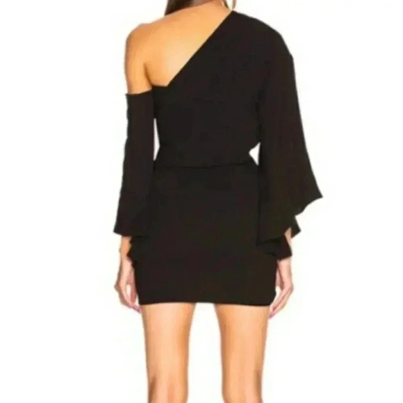 NWT IRO Black Asymmetrical Off Shoulder Flared Sleeve Mini Short Dress $620 - Picture 3 of 13